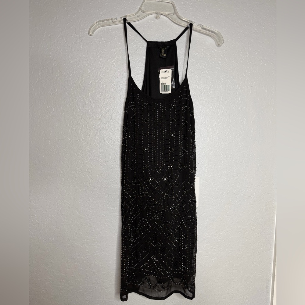 Forever 21 Black Beaded Backless Dress